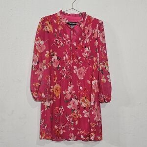 Jessica Howard Vibrant Pink Floral Long Sleeve Dress